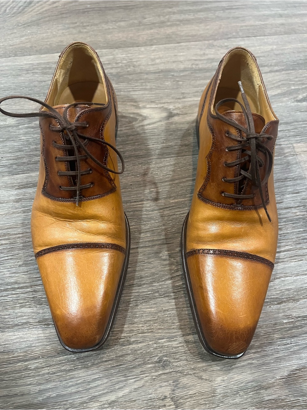 Magnanni Two-Tone Tan and Dark Brown Cap-Toe Oxford